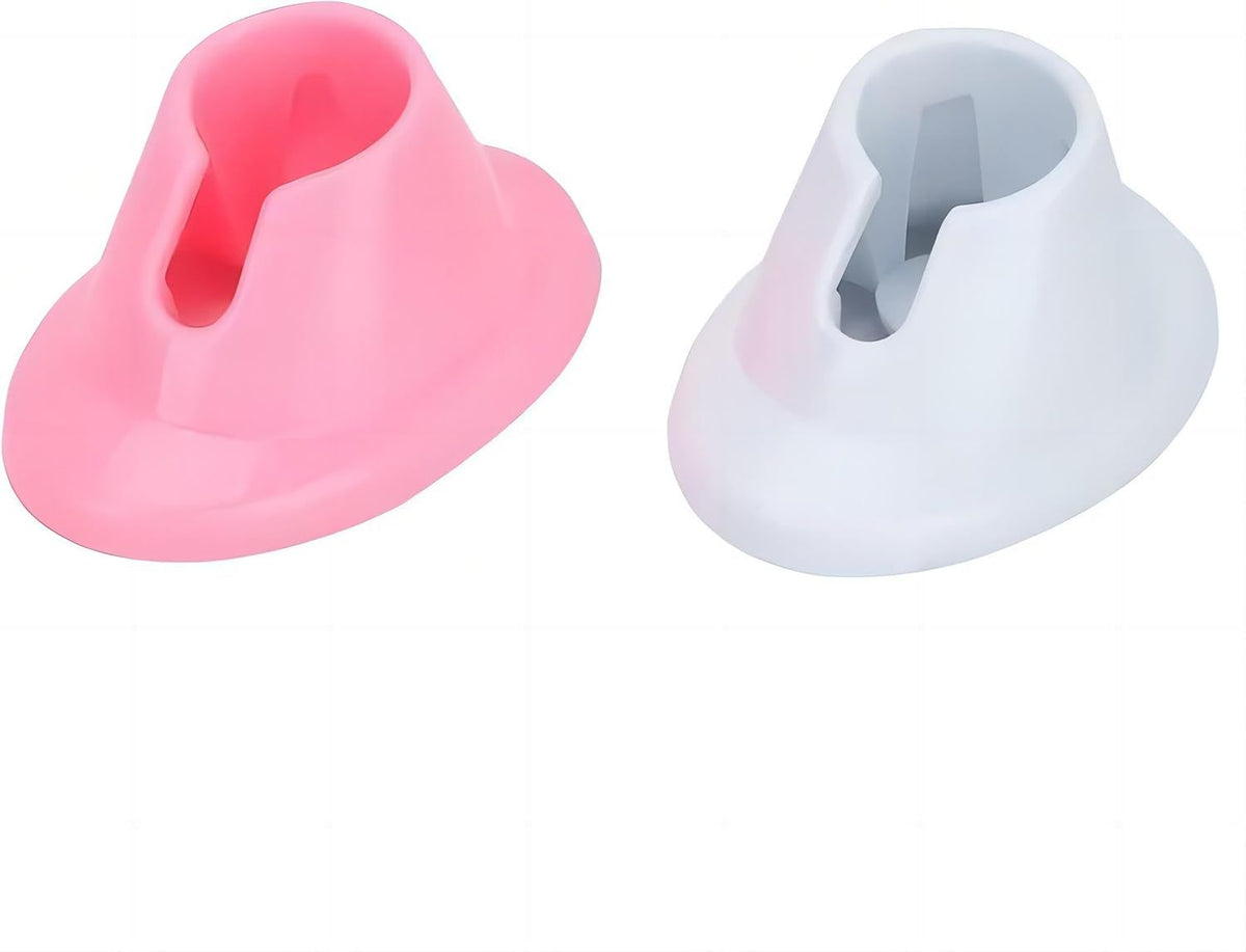 2pcs Pink & White Soft Rubber Nail Polish Bottle Holder - Anti-Spill Nail Art Organizer & Display - Salon Professional Manicure Tools VXN Beauty