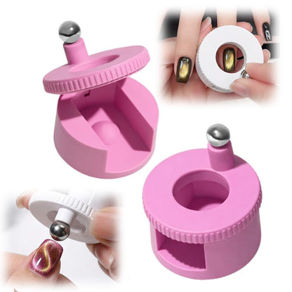 2026 New Rotating Cat Eye Magnet, Beginner-Friendly Nail Tool with Magnetic Force, Easy DIY Glossy Cat Eye Effect (Pink - Steel Ball) VXN Beauty