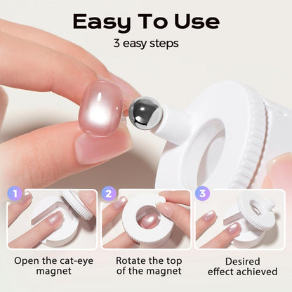 2026 New Rotating Cat Eye Magnet, Beginner-Friendly Nail Tool with Magnetic Force, Easy DIY Glossy Cat Eye Effect (Pink - Steel Ball) VXN Beauty