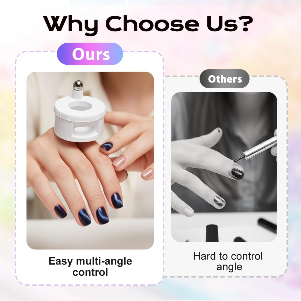 2026 New Rotating Cat Eye Magnet, Beginner-Friendly Nail Tool with Magnetic Force, Easy DIY Glossy Cat Eye Effect (Pink - Steel Ball) VXN Beauty