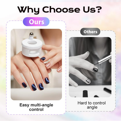 2026 New Rotating Cat Eye Magnet, Beginner-Friendly Nail Tool with Magnetic Force, Easy DIY Glossy Cat Eye Effect (Pink - Steel Ball) VXN Beauty