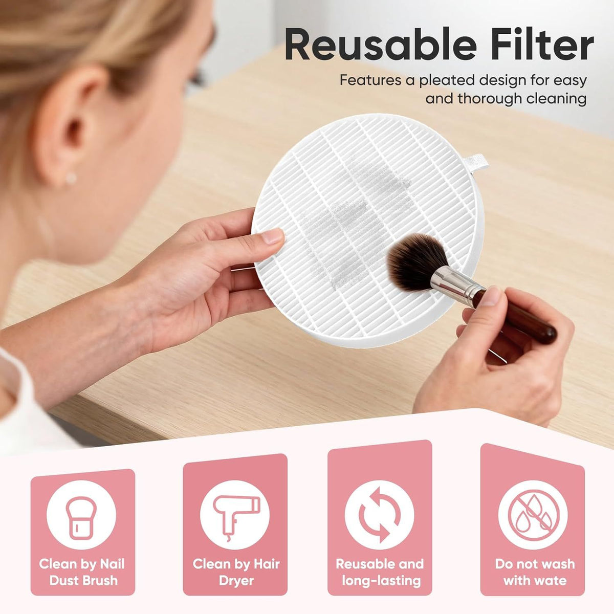5 Pack Nail Dust Collector ilters Compatible with Melody Susie Dust Collector, Models HPro/SProR, ilters 99% o Nail Dust, Reusable & Easy to Clean VXN Beauty