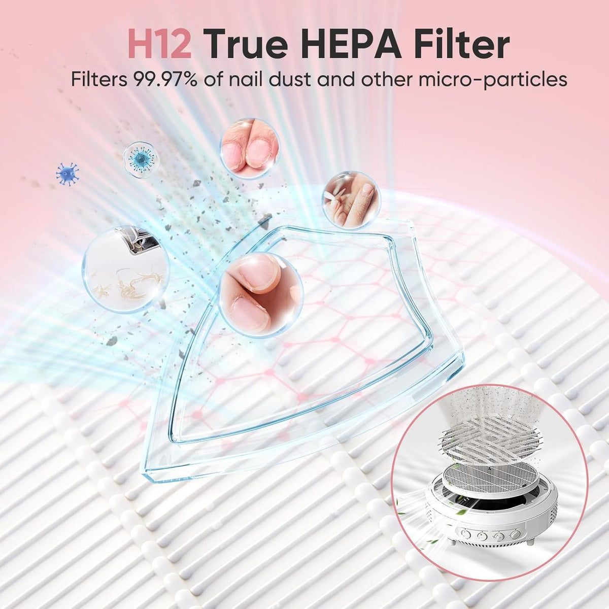 5 Pack Nail Dust Collector ilters Compatible with Melody Susie Dust Collector, Models HPro/SProR, ilters 99% o Nail Dust, Reusable & Easy to Clean VXN Beauty