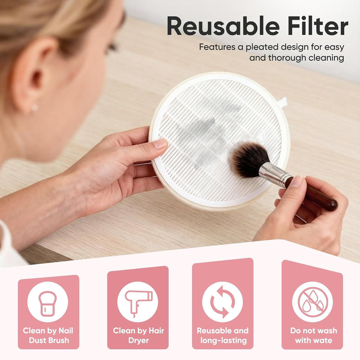 5 Pack Nail Dust Collector ilters Compatible with Melody Susie Dust Collector, Models SPro/ XC320J, ilters 99% o Nail Dust, Reusable & Easy to Clean VXN Beauty