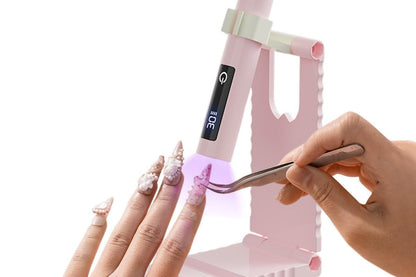 Portable Touch Nail Lamp - Cordless Mini LED Gel Curing UV Light with Timer - Pink VXN Beauty