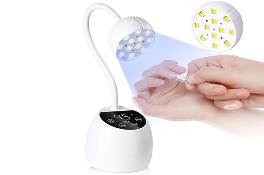 UV LED Nail Lamp Mini Cordless Gel Dryer With Adjustable Gooseneck For Gel Nails - White VXN Beauty