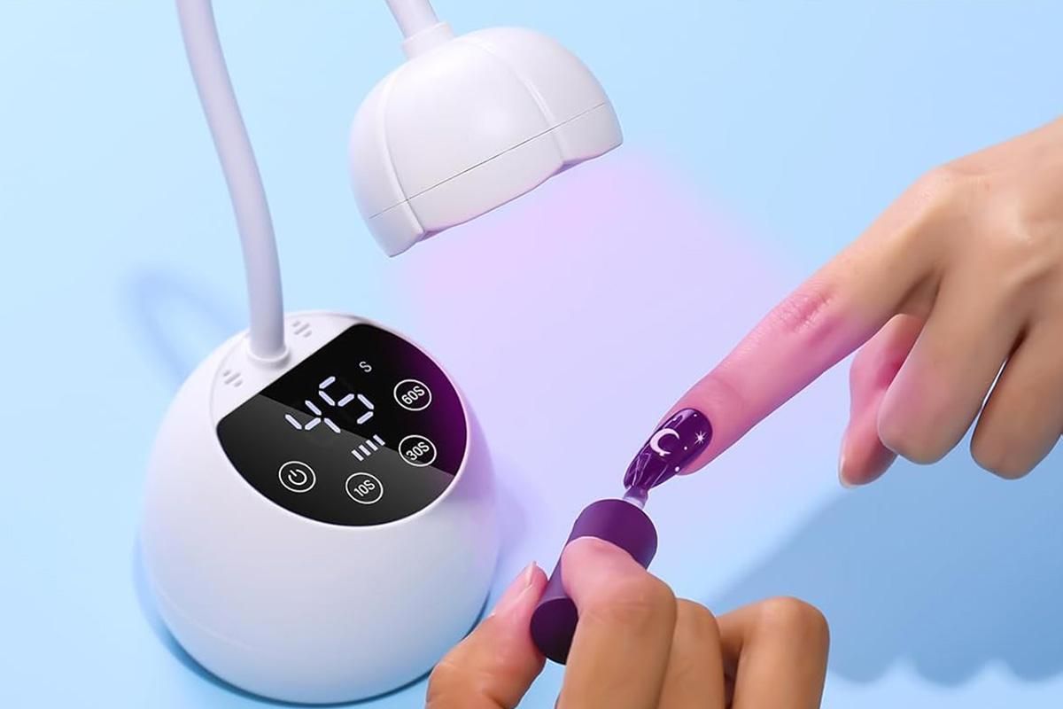 UV LED Nail Lamp Mini Cordless Gel Dryer With Adjustable Gooseneck For Gel Nails - White VXN Beauty