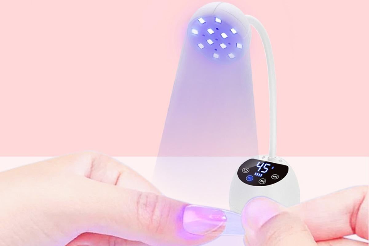 UV LED Nail Lamp Mini Cordless Gel Dryer With Adjustable Gooseneck For Gel Nails - White VXN Beauty