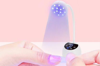 UV LED Nail Lamp Mini Cordless Gel Dryer With Adjustable Gooseneck For Gel Nails - White VXN Beauty
