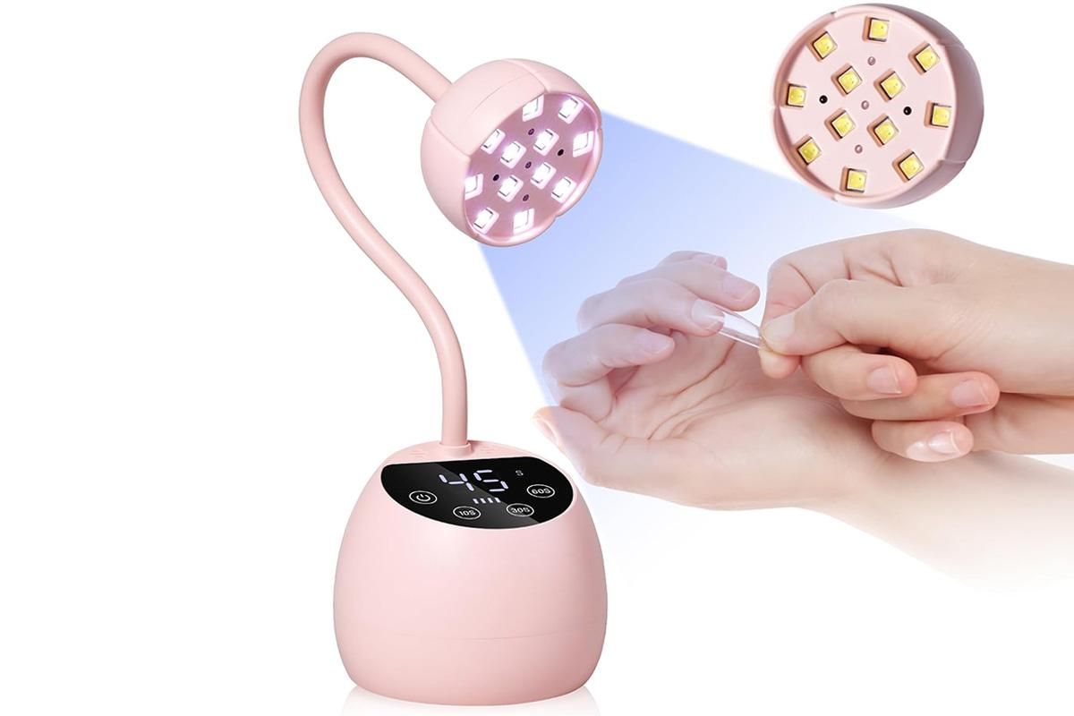 UV LED Nail Lamp Mini Cordless Gel Dryer With Adjustable Gooseneck For Gel Nails - Pink VXN Beauty