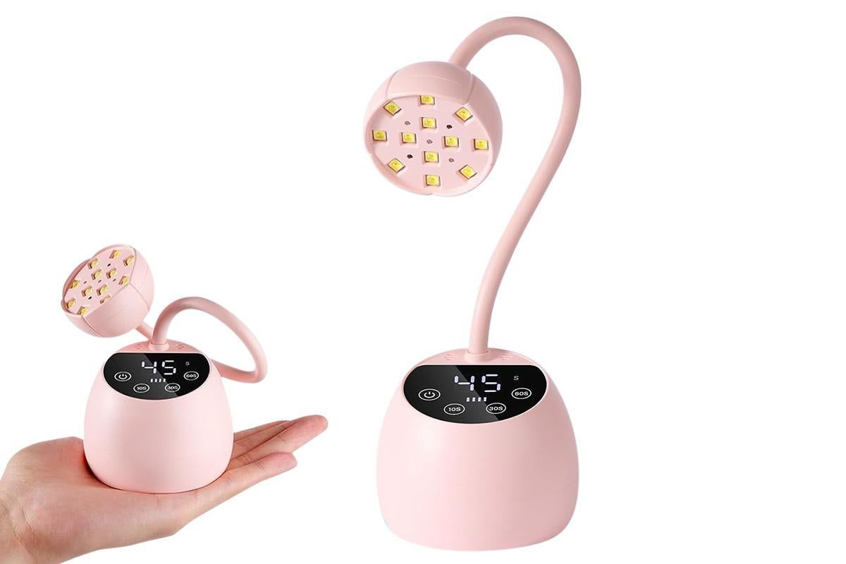 UV LED Nail Lamp Mini Cordless Gel Dryer With Adjustable Gooseneck For Gel Nails - Pink VXN Beauty