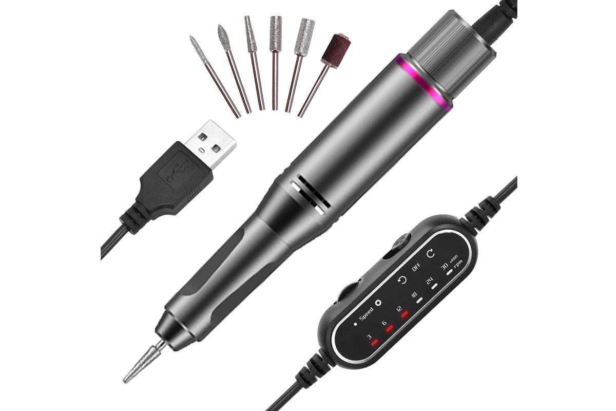 Electric Manicure Tools Kit File Machine Cordless Nail Drill Trimmer Nail Grind Trim Polish-Gray VXN Beauty