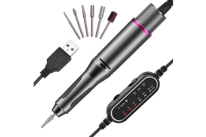 Electric Manicure Tools Kit File Machine Cordless Nail Drill Trimmer Nail Grind Trim Polish-Gray VXN Beauty