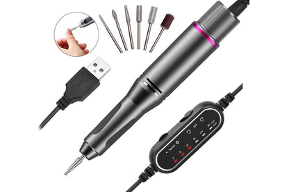 Electric Manicure Tools Kit File Machine Cordless Nail Drill Trimmer Nail Grind Trim Polish-Gray VXN Beauty