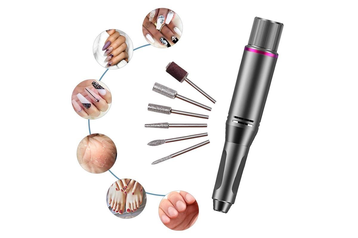 Electric Manicure Tools Kit File Machine Cordless Nail Drill Trimmer Nail Grind Trim Polish-Gray VXN Beauty