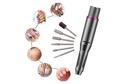 Electric Manicure Tools Kit File Machine Cordless Nail Drill Trimmer Nail Grind Trim Polish-Gray VXN Beauty