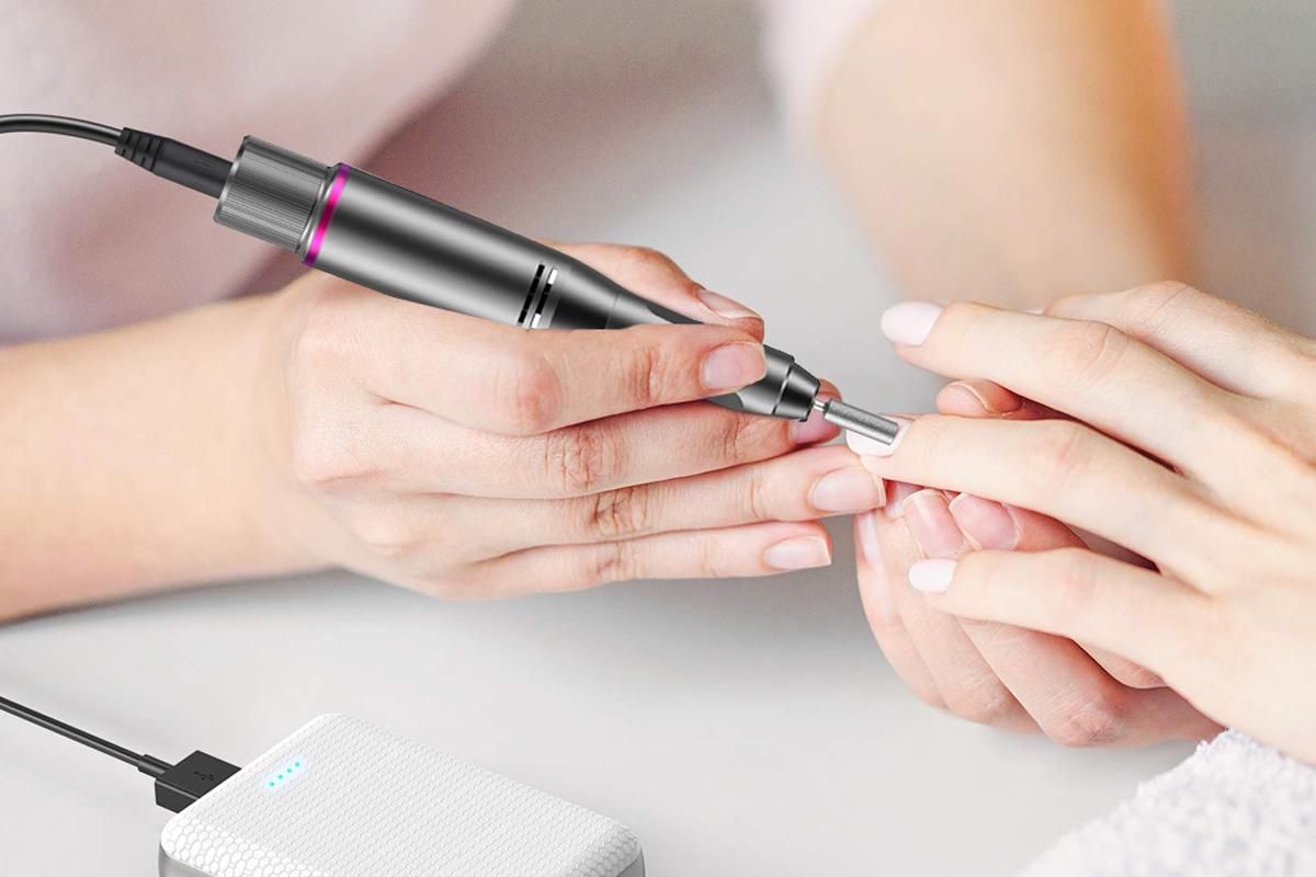Electric Manicure Tools Kit File Machine Cordless Nail Drill Trimmer Nail Grind Trim Polish-Gray VXN Beauty