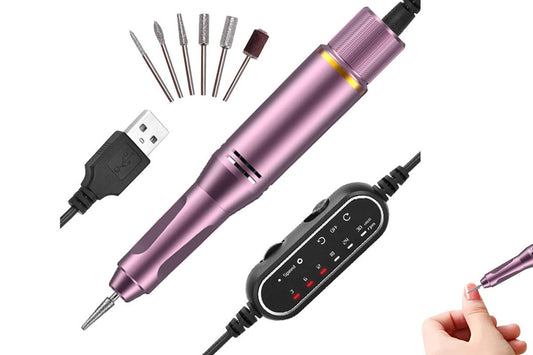 Electric Manicure Tools Kit File Machine Cordless Nail Drill Trimmer Nail Grind Trim Polish-Purple VXN Beauty