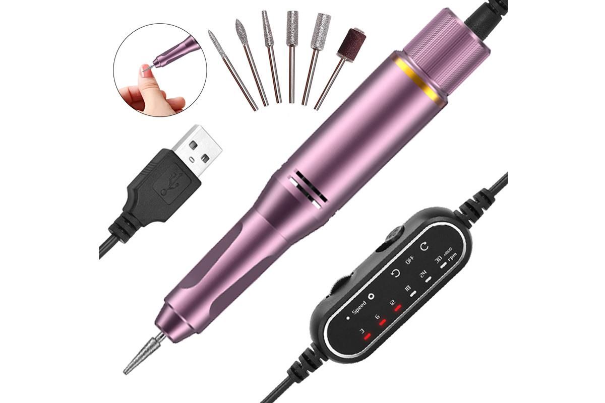 Electric Manicure Tools Kit File Machine Cordless Nail Drill Trimmer Nail Grind Trim Polish-Purple VXN Beauty