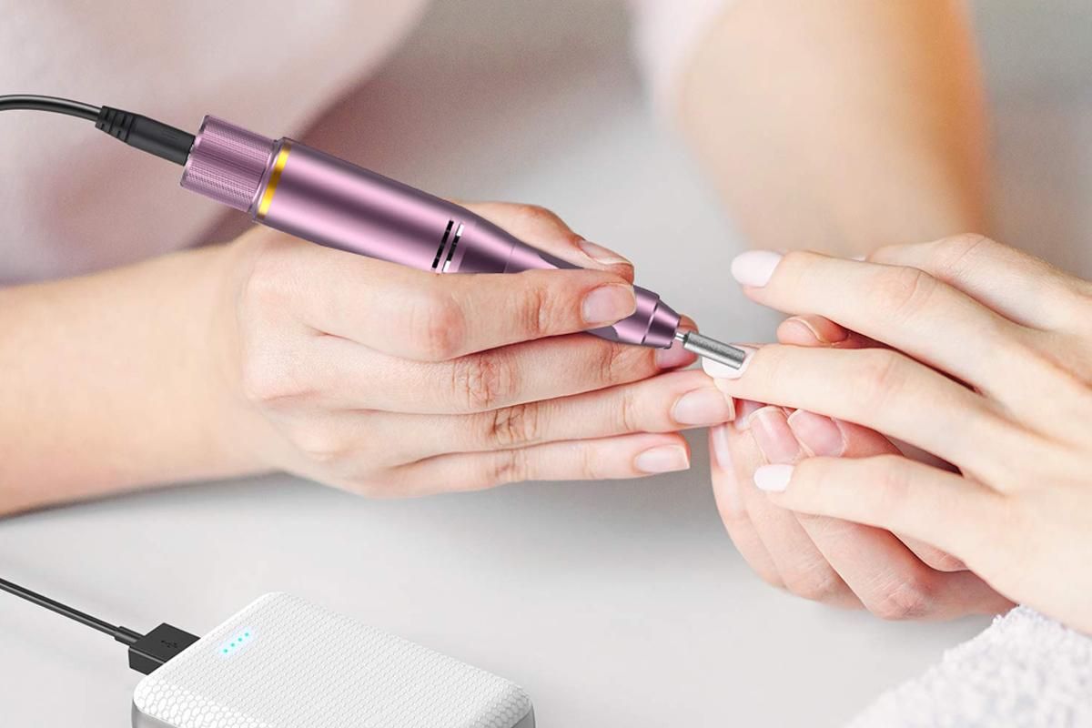 Electric Manicure Tools Kit File Machine Cordless Nail Drill Trimmer Nail Grind Trim Polish-Purple VXN Beauty