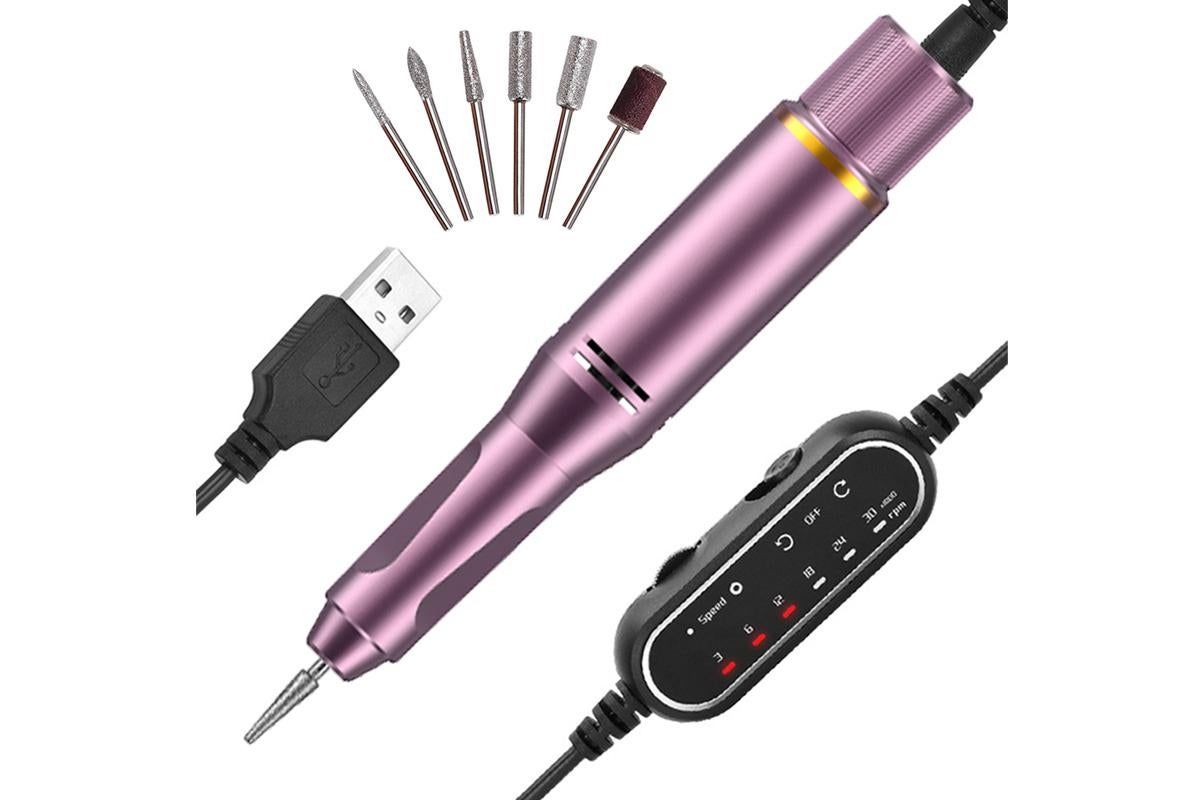 Electric Manicure Tools Kit File Machine Cordless Nail Drill Trimmer Nail Grind Trim Polish-Purple VXN Beauty