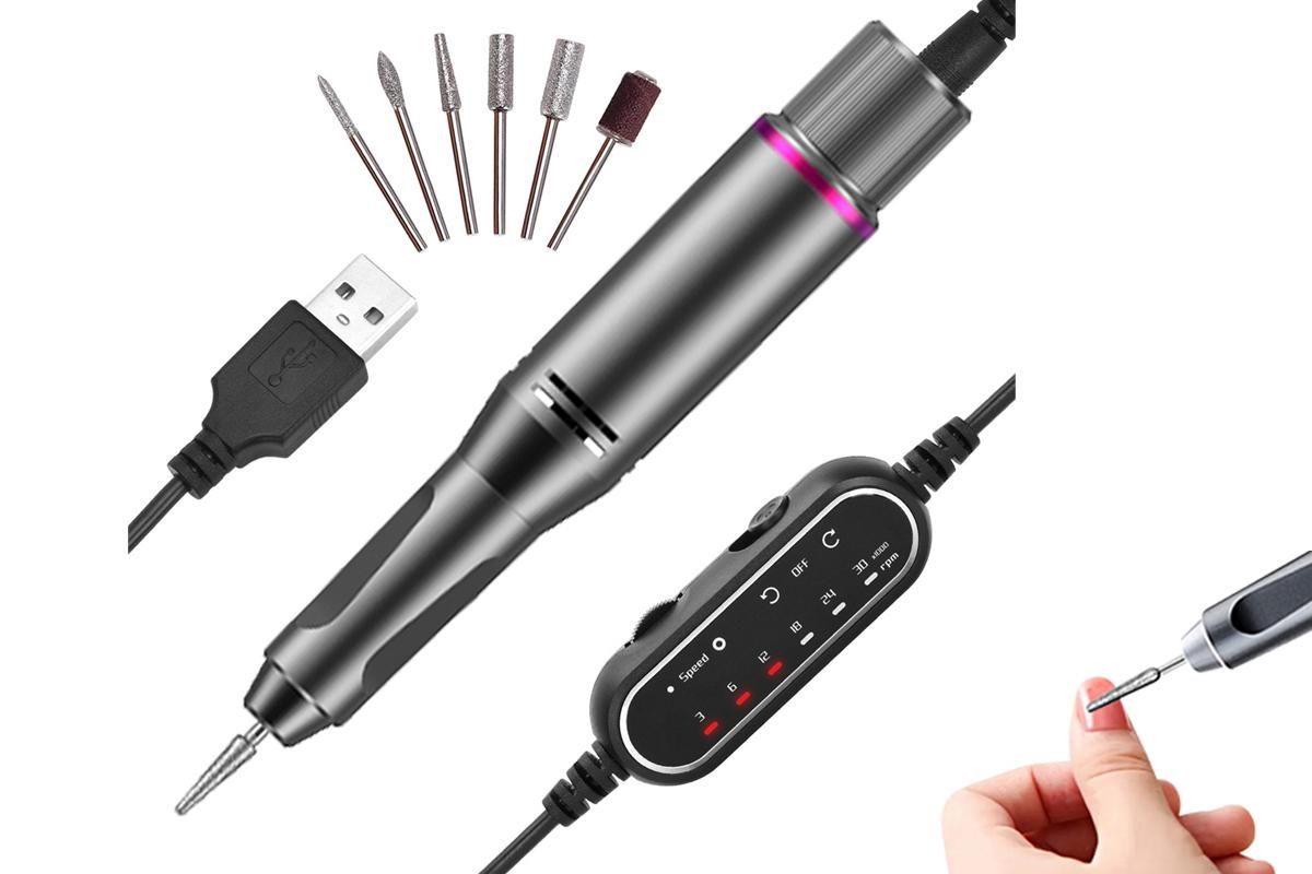 Electric Manicure Tools Kit File Machine Cordless Nail Drill Trimmer Nail Grind Trim Polish-Purple VXN Beauty