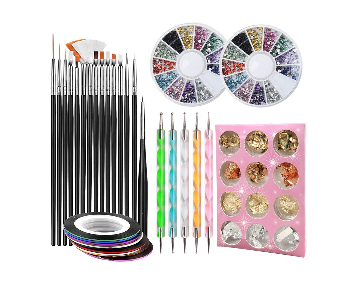 1Set Nail Art Set Exquisite Sturdy Plastic Professional Nail Polishing Tool for Home-Black VXN Beauty