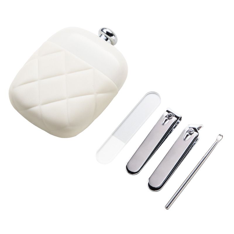 Portable Manicure Set 4 Pcs Nail Clipper Kit Nail Care Tools with Storage Case-white VXN Beauty