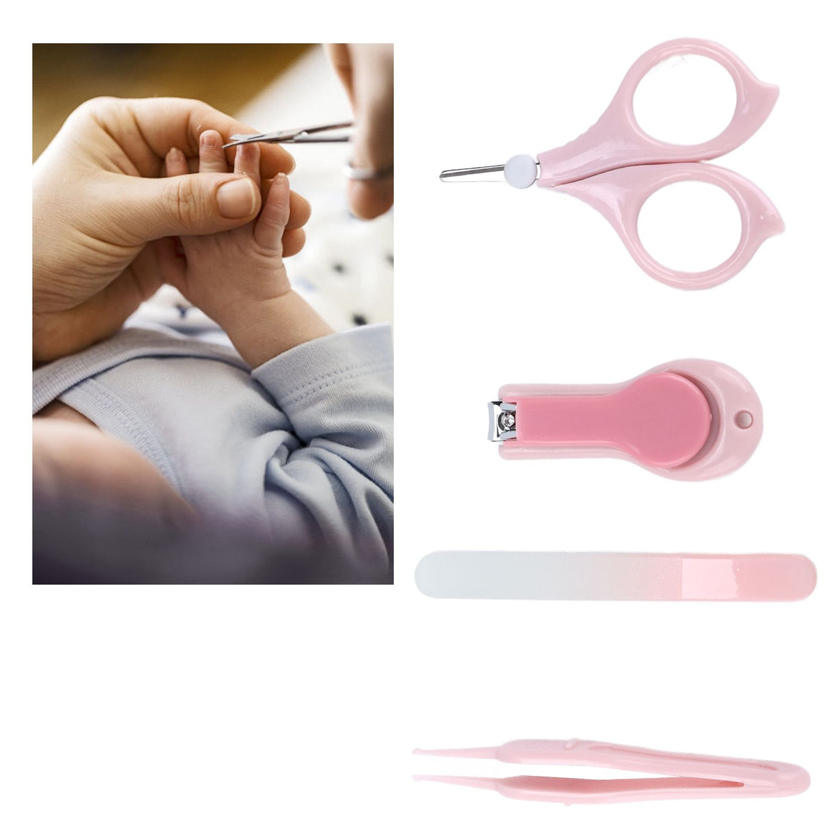 Nail Clippers Kit Cartoon Shape Stainless Steel Baby Nail Trimmer with Tweezers Nail File Storage Box for Baby Nail CarePink VXN Beauty