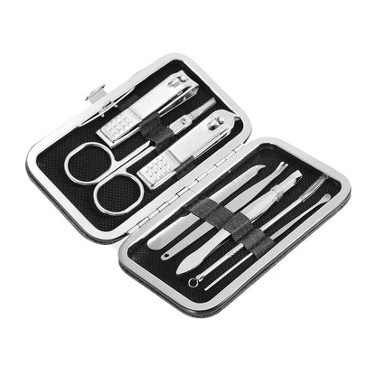 8 Pcs Stainless Steel Nail Scissors Cutter Clippers Set Fingernail Toenail (Black) VXN Beauty