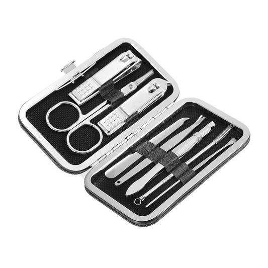 8 Pcs Stainless Steel Nail Scissors Cutter Clippers Set Fingernail Toenail (Black) VXN Beauty