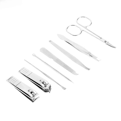 8 Pcs Stainless Steel Nail Scissors Cutter Clippers Set Fingernail Toenail (Black) VXN Beauty