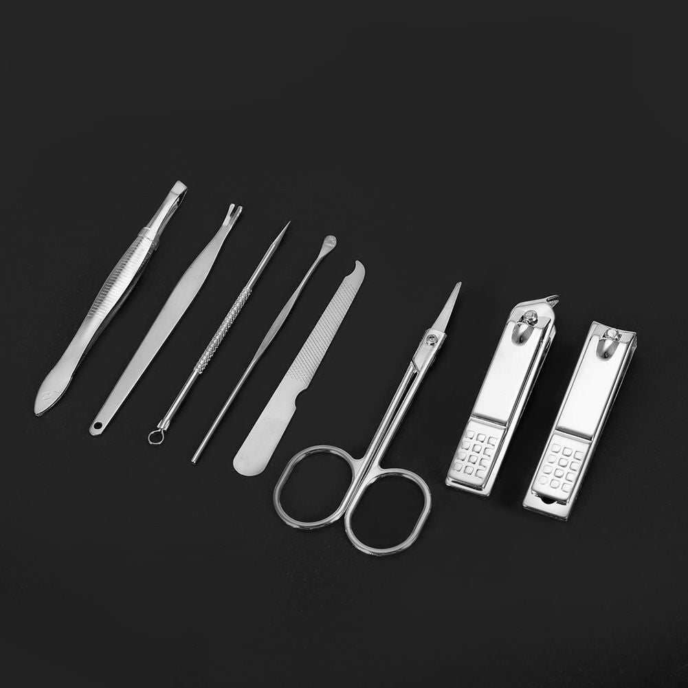 8 Pcs Stainless Steel Nail Scissors Cutter Clippers Set Fingernail Toenail (Black) VXN Beauty