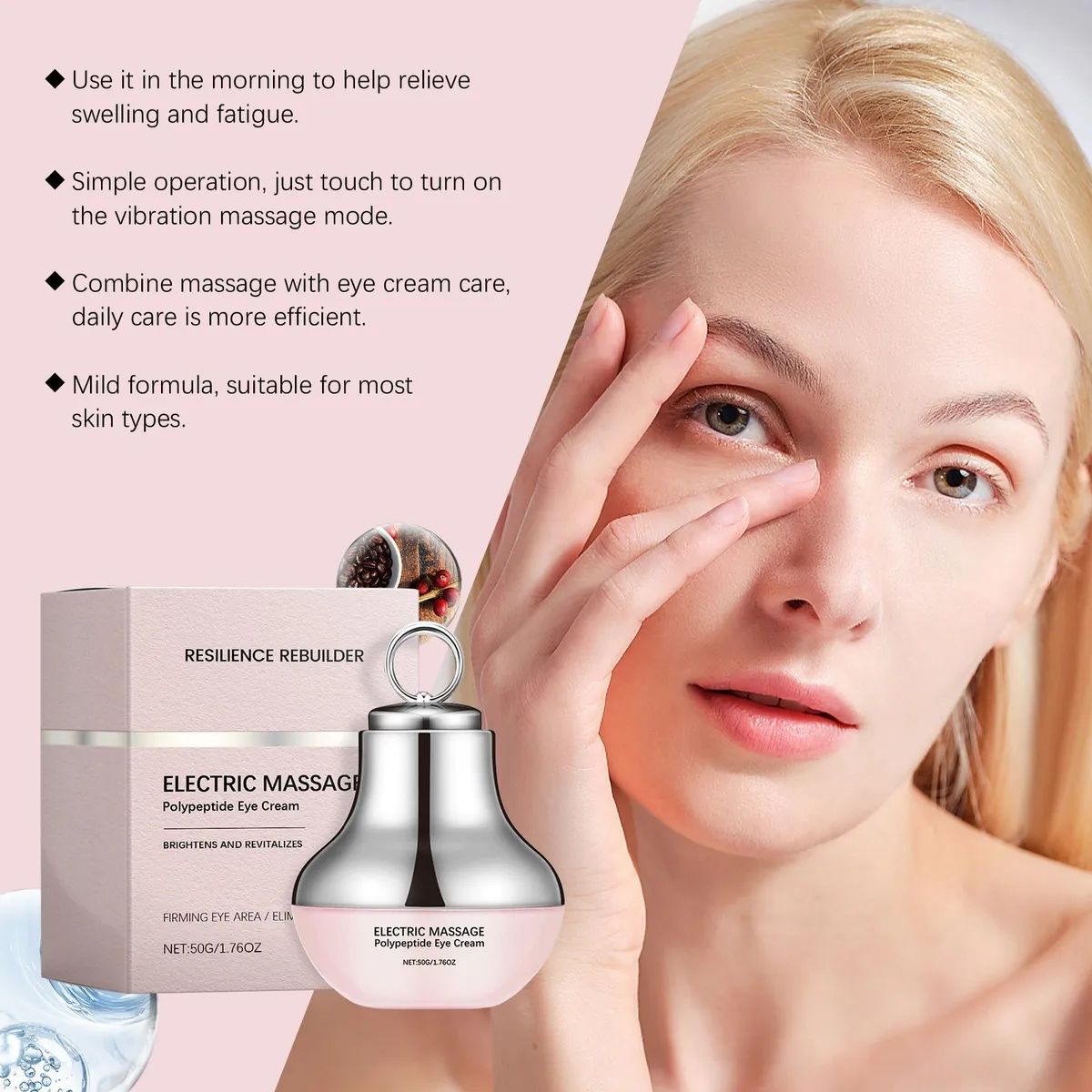Microcurrent Eye Cream,Under Eye Cream for Dark Circles,Puffiness and Wrinkles, Hyaluronic Acid + Peptide+ Caffeine Eye Cream Anti Aging,Hydrating Eye Care,Gentle Vibration VXN Beauty
