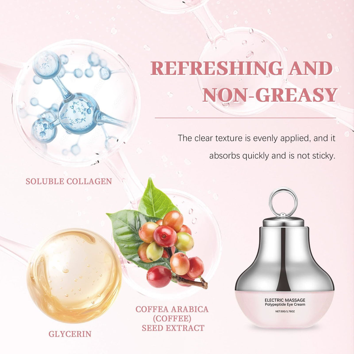 Microcurrent Eye Cream,Under Eye Cream for Dark Circles,Puffiness and Wrinkles, Hyaluronic Acid + Peptide+ Caffeine Eye Cream Anti Aging,Hydrating Eye Care,Gentle Vibration VXN Beauty