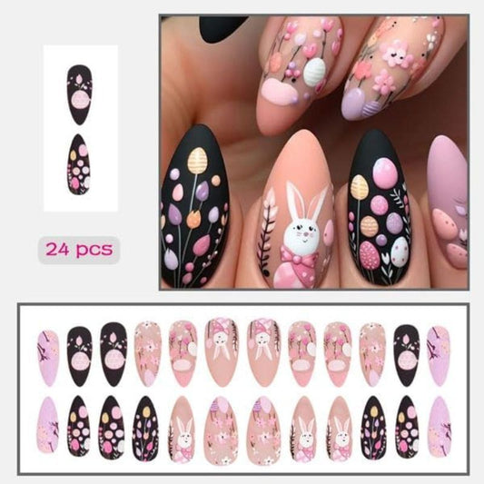 Pink Blue Easter nail art, 3D nail stickers, Easter-themed nails, high-quality nail art, cute Easter designs, bunny nail art, egg nail stickers, festive manicure, easy nail decorations VXN Beauty