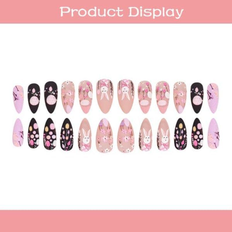 Pink Blue Easter nail art, 3D nail stickers, Easter-themed nails, high-quality nail art, cute Easter designs, bunny nail art, egg nail stickers, festive manicure, easy nail decorations VXN Beauty
