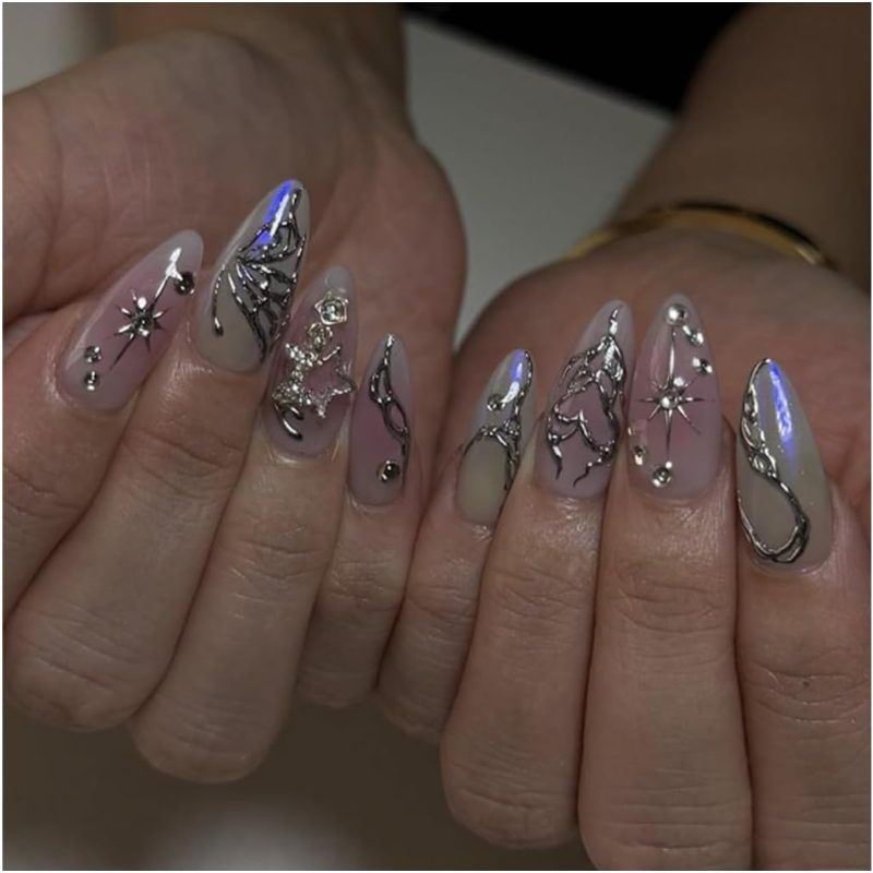 Pink gothic nail art, high-quality nails, intricate nail designs, long-lasting manicure, statement nails, unique nail art set, Australian nail trends VXN Beauty