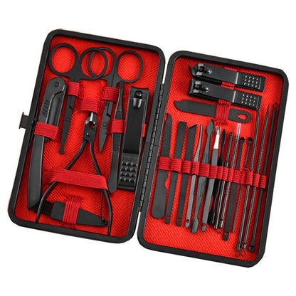 Nail Clippers Sets High Precisio Stainless Steel Nail Cutter Pedicure Kit Nail File Sharp Nail Scissors and Clipper Manicure Pedicure Kit Fingernails & Toenails with Portable cas (Red/Black_24 in 1) VXN Beauty