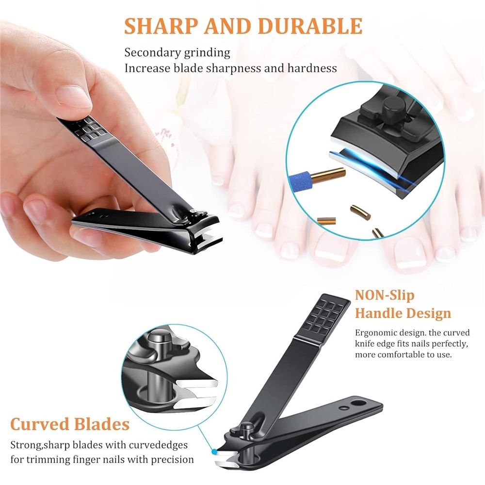 Nail Clippers Sets High Precisio Stainless Steel Nail Cutter Pedicure Kit Nail File Sharp Nail Scissors and Clipper Manicure Pedicure Kit Fingernails & Toenails with Portable cas (Red/Black_24 in 1) VXN Beauty