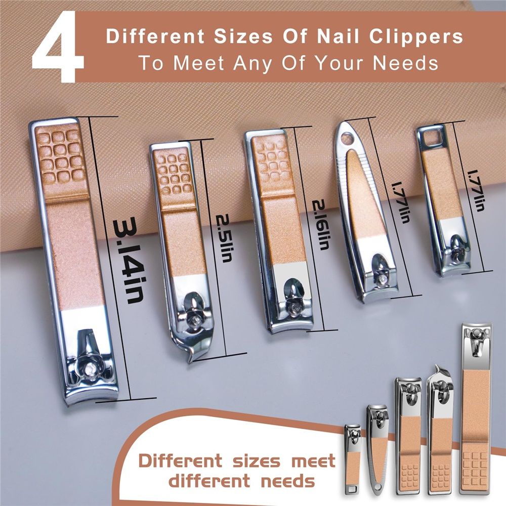 30-Piece Professional Manicure Set，Features Stainless Steel Tools, Carbon Steel Clippers & Travel Case for Women's Home and Travel Grooming，Luxury Nail Care Gift for Her(rose gold) VXN Beauty