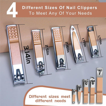 30-Piece Professional Manicure Set，Features Stainless Steel Tools, Carbon Steel Clippers & Travel Case for Women's Home and Travel Grooming，Luxury Nail Care Gift for Her(rose gold) VXN Beauty