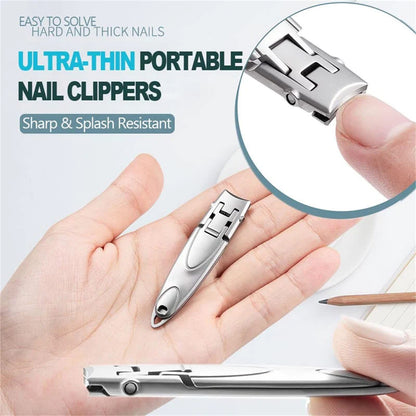 Ultra-Thin Portable Nail Clippers,Anti-Splash Nail Clippers,Nail Tools (silvery) matte black finish that endures years of use VXN Beauty