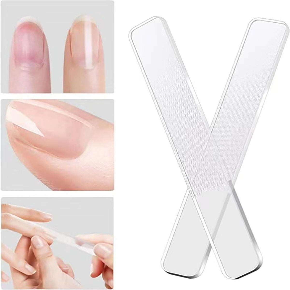 3 Options Nano Glass Nail File, Nano Nail Buffer,Glass Nail File with Case, Czech Glass Fingernail Files(Crystal Glass) VXN Beauty
