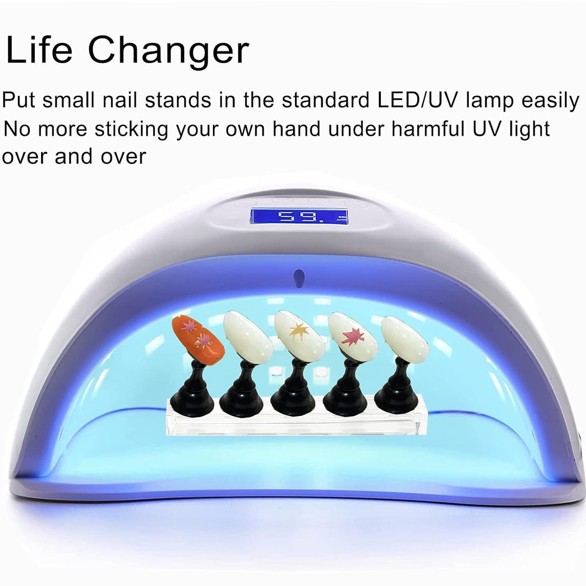 10Pcs Nail Stand for Press on, Fake Acrylic Nail Stand, Nail Display Practice Stands with Magnetic Base, Nail Tip Holders  DIY VXN Beauty