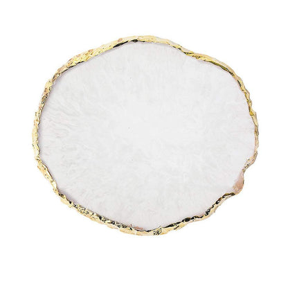Resin Nail Art Palette,Nail Art Painting Mixed Color Palette Gold Edge Nail Gel Color Makeup Display Board(White) VXN Beauty