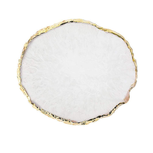 Resin Nail Art Palette,Nail Art Painting Mixed Color Palette Gold Edge Nail Gel Color Makeup Display Board(White) VXN Beauty