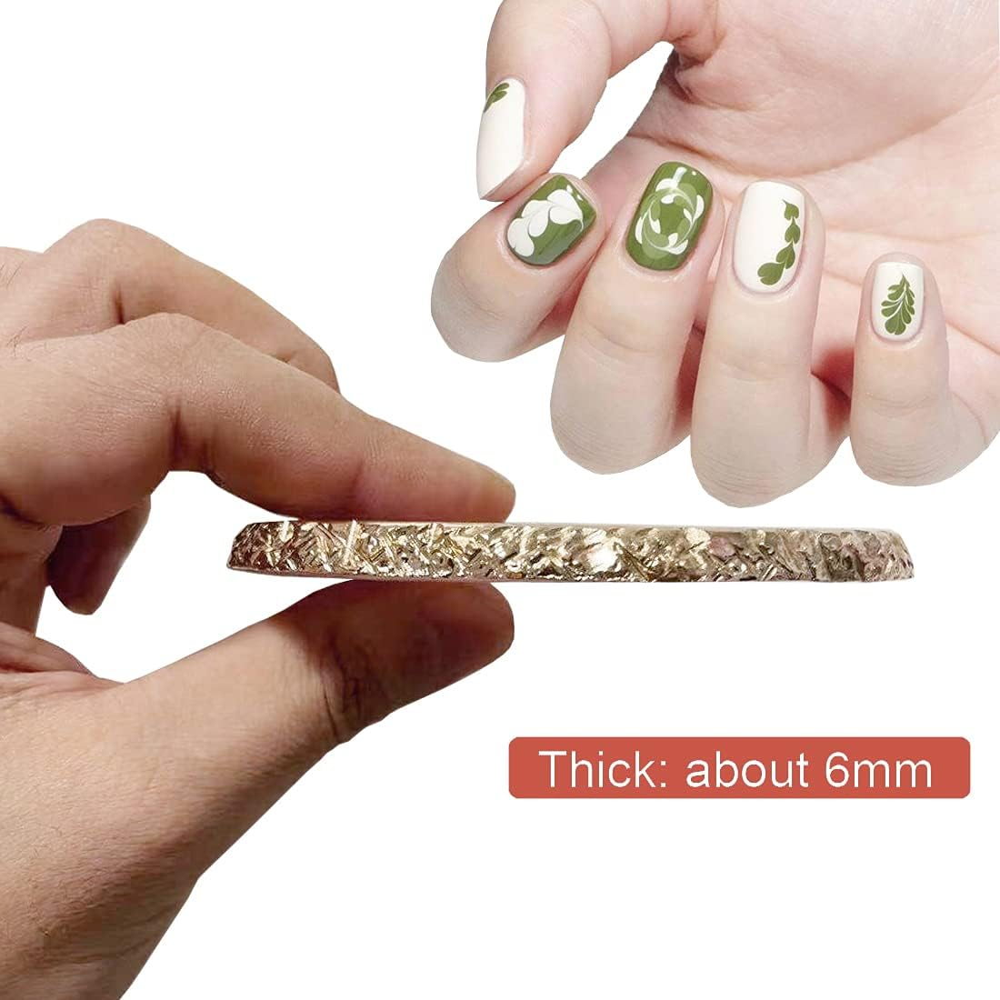 Resin Nail Art Palette,Nail Art Painting Mixed Color Palette Gold Edge Nail Gel Color Makeup Display Board(White) VXN Beauty