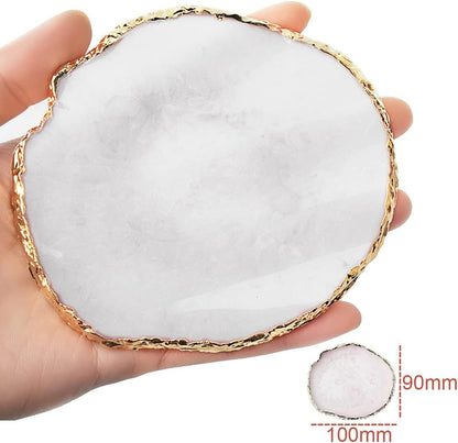 Resin Nail Art Palette,Nail Art Painting Mixed Color Palette Gold Edge Nail Gel Color Makeup Display Board(White) VXN Beauty