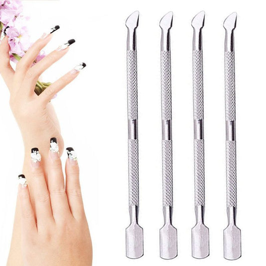 4 Pieces Nail Cuticle Pusher Stainless Steel Nail Polish Cuticle Remover Double Ended Manicure Nail Pedicure Tool Metal VXN Beauty